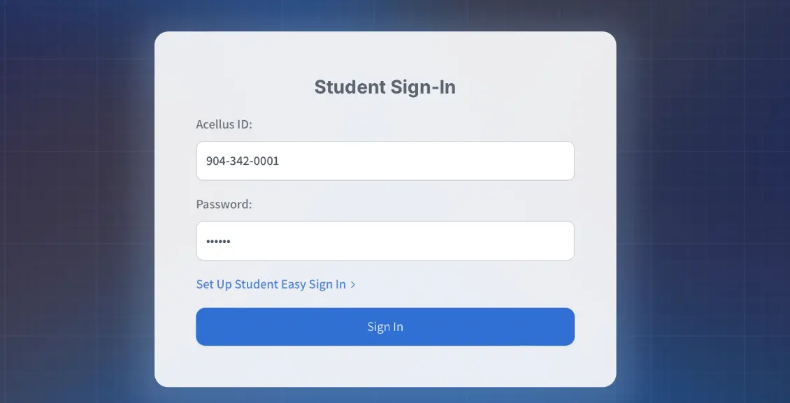 Student Sign-In Screen